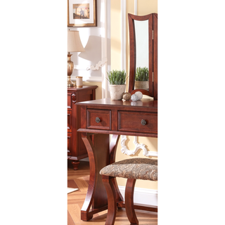 Sunvega Black Modern Bedroom Vanity Set with Stool Foldable Mirror and Drawers