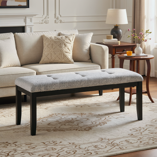Sunvega Contemporary Fabric Upholstery Dining Bench with Block Legs