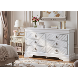 Sunvega Sophisticated Silver Champagne Transitional Nightstand with Two Drawers for Storage