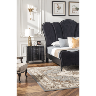 Sunvega Glam Style Black Solid Wood Nightstand with Crystal-like Acrylic Handles