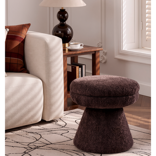 Sunvega Green Contemporary Accent Stool with Mushroom Shape Design and Teddy Fabric