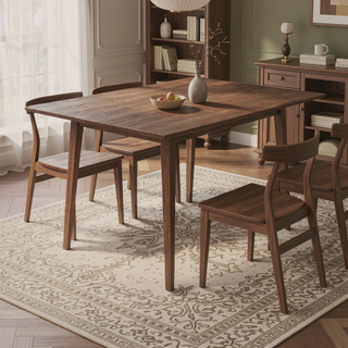 Sunvega Mid-Century Modern Solid Wood Rectangular Dining Table with Beveled Edges