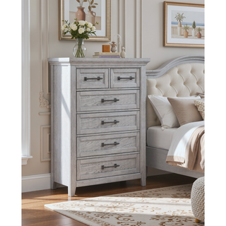 Sunvega Light Gray Finish Transitional Nightstand with Two Drawers and Metal Pulls