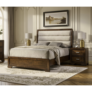 Sunvega Contemporary Dark Brown Wood Nightstand with Two Storage Drawers