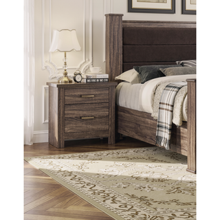 Sunvega Contemporary Weathered Grey Finish Wooden Nightstand with 2 Drawers