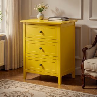 Sunvega Transitional Oak Nightstand With Three Drawers For Bedroom