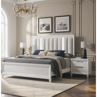Sunvega Modern White Textured Finish Nightstand with Two Storage Drawers