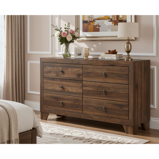 Sunvega Brown Cherry Finish Contemporary Fabric Panel Bed in One Box