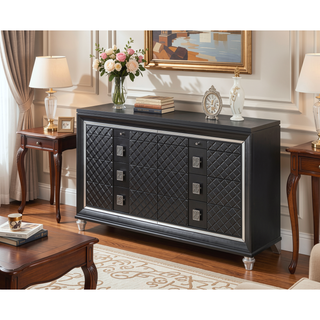 Sunvega Sawyer Metallic Gray Finish Dresser with Eight Spacious Drawers and Jewelry Storage