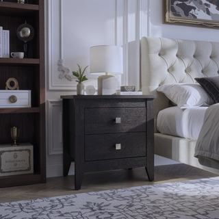 Sunvega Modern Nightstand with Two Drawers and Four Legs in Black Wengue Finish