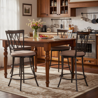 Sunvega Commercial Grade Swivel Counter Stool with Upholstered Seat and Footrest
