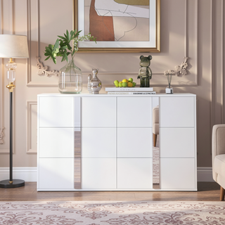 Sunvega Elegant Gray Nightstand with 2 Drawers and Metal Foot for Bedroom