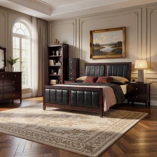 Sunvega Brown Espresso 2-Drawer Rectangular Nightstand with Sturdy Wooden Frame