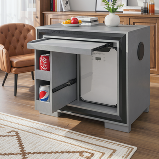 Sunvega Sleek Silver Finish Nightstand With Integrated Speaker and Cooler