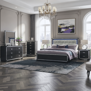 Sunvega White Nightstand with Integrated Speaker Cooler Insert and Glitter Detailing