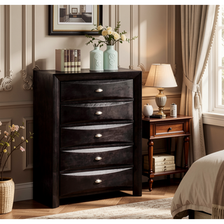 Sunvega Cherry Solid Wood Contemporary Nightstand with 2-Drawers and Nickel Knob Pulls