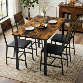 Sunvega 5-Piece Modern Dining Set with MDF Tabletop and Fabric Chairs for 4