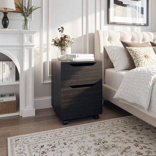Sunvega Compact Nightstand with Door and Drawer for Small Spaces