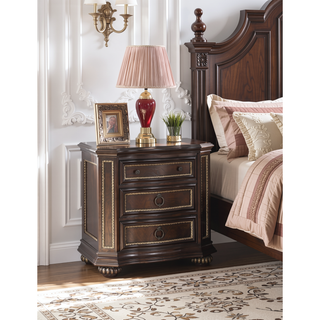 Sunvega Cherry Nightstand with Carved Bun Feet and Velvet Lined Drawer