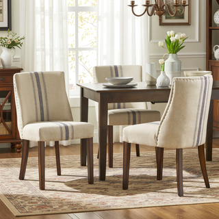 Sunvega Contemporary Upholstered Dining Chairs with Nailhead Accents and Rubberwood Legs