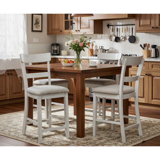 Sunvega Farmhouse Style Rustic Finish Upholstered Cushion Seat Dining Bench