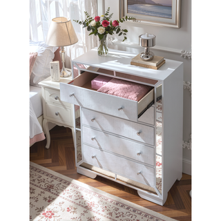 Sunvega Sleek Contemporary Storage Chest with Modern Silver Champagne Finish