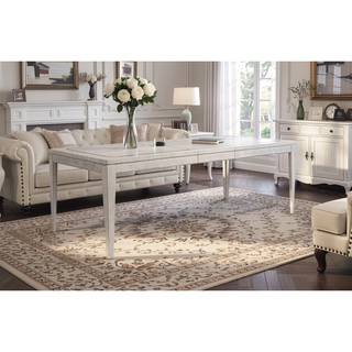 Sunvega Expandable Leg Table with Vanilla Wooden Legs and Metal Inlay