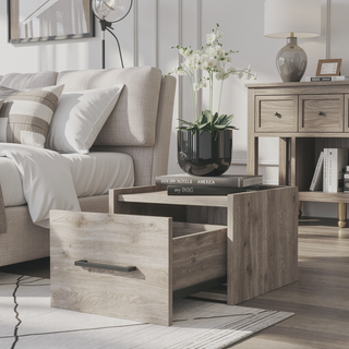 Sunvega Wall-Mounted Nightstand with Sleek Single Drawer and Spacious Top Shelf