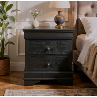 Sunvega Crystal Embellished Contemporary Nightstand with Textured Drawer Fronts