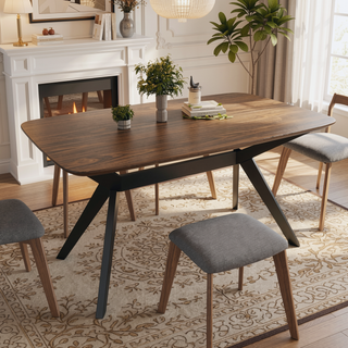 Sunvega Rubberwood Dining Table with Faux Wood Top for Your Dining Room