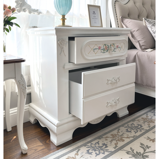Sunvega White Finish Two Drawers Wood Nightstand for Youth Bedroom