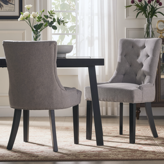 Sunvega Contemporary Upholstered Dining Chairs with Tufted Diamond Stitch and Wood Legs