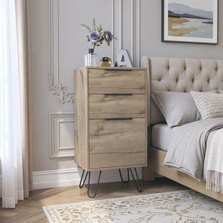 Sunvega Three Drawer Dresser with Superior Top and Four Steel Legs