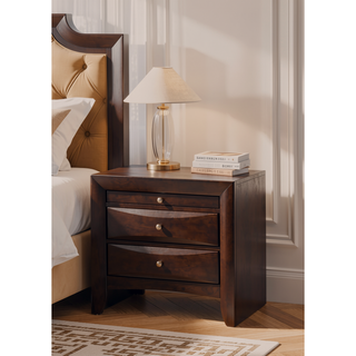 Sunvega Contemporary 2 Drawer Nightstand End Table with Jewelry Tray in Brown Finish