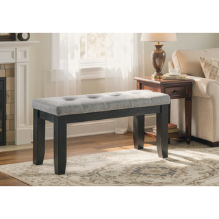 Sunvega Contemporary Tufted Gray Upholstery Bench with Tapered Wood Legs for Bedroom