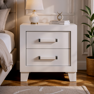 Sunvega White Queen Upholstered Bed with Modern LED Accent Lighting