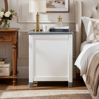 Sunvega Kids Wooden Nightstand with Two Drawers for Bedroom End Table