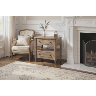 Sunvega Sand Finish Nightstand with 2 Storage Drawers and Custom Hardware