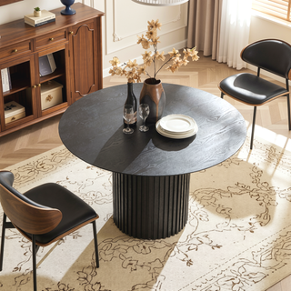 Sunvega Mid Century Modern MDF Dining Table with Faux Wood Top for Kitchen