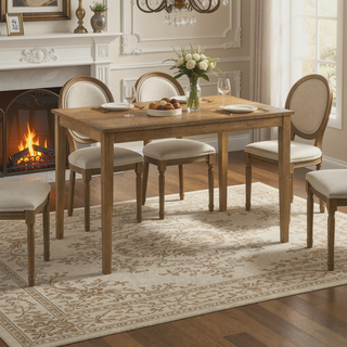 Sunvega Weathered Oak 5-Piece Dining Set with Upholstered Seat Cushions