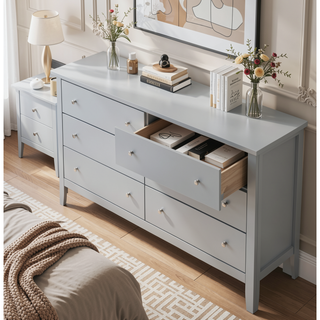 Sunvega Primo Silver Champagne Dresser with French Dovetail Drawers and Durable Print Finish