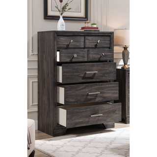 Sunvega Contemporary Dark Wood Finish Nightstand with Two Drawers and Metal Knobs