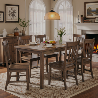 Sunvega Rectangular Dining Table with Walnut Brown Finish for Kitchen Dining