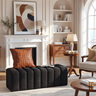 Sunvega Upholstered Tufted Accent Bench with Exquisite Backless Design for Modern Interiors