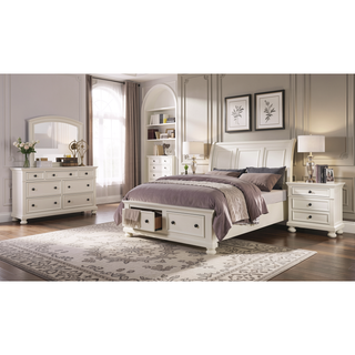 Sunvega White Finish Wood Nightstand with Hidden Drawer and Jewelry Tray
