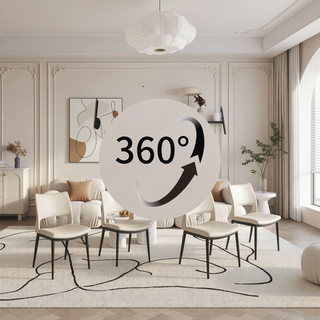 Sunvega Modern Minimalist White PU Leather Dining Chairs Set of 2 with Metal Legs