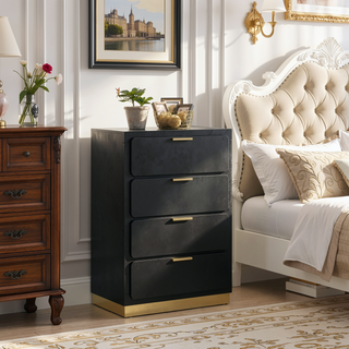 Sunvega Modern Minimalist White 4-Drawer Chest with Spacious Storage for Bedroom
