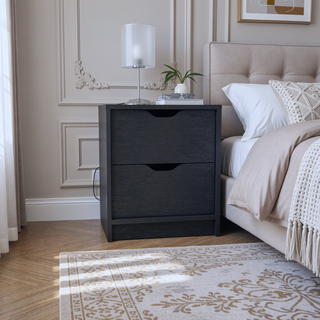 Sunvega White Nightstand with Two Drawers for Bedroom or Living Room End Table