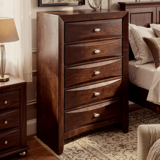 Sunvega Lucille Black Nightstand with Spacious Drawers and Chambered Fronts