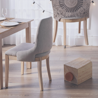 Sunvega Modern Wood Dining Chairs Set of 2 with Linen Upholstered Seat for Dining Room